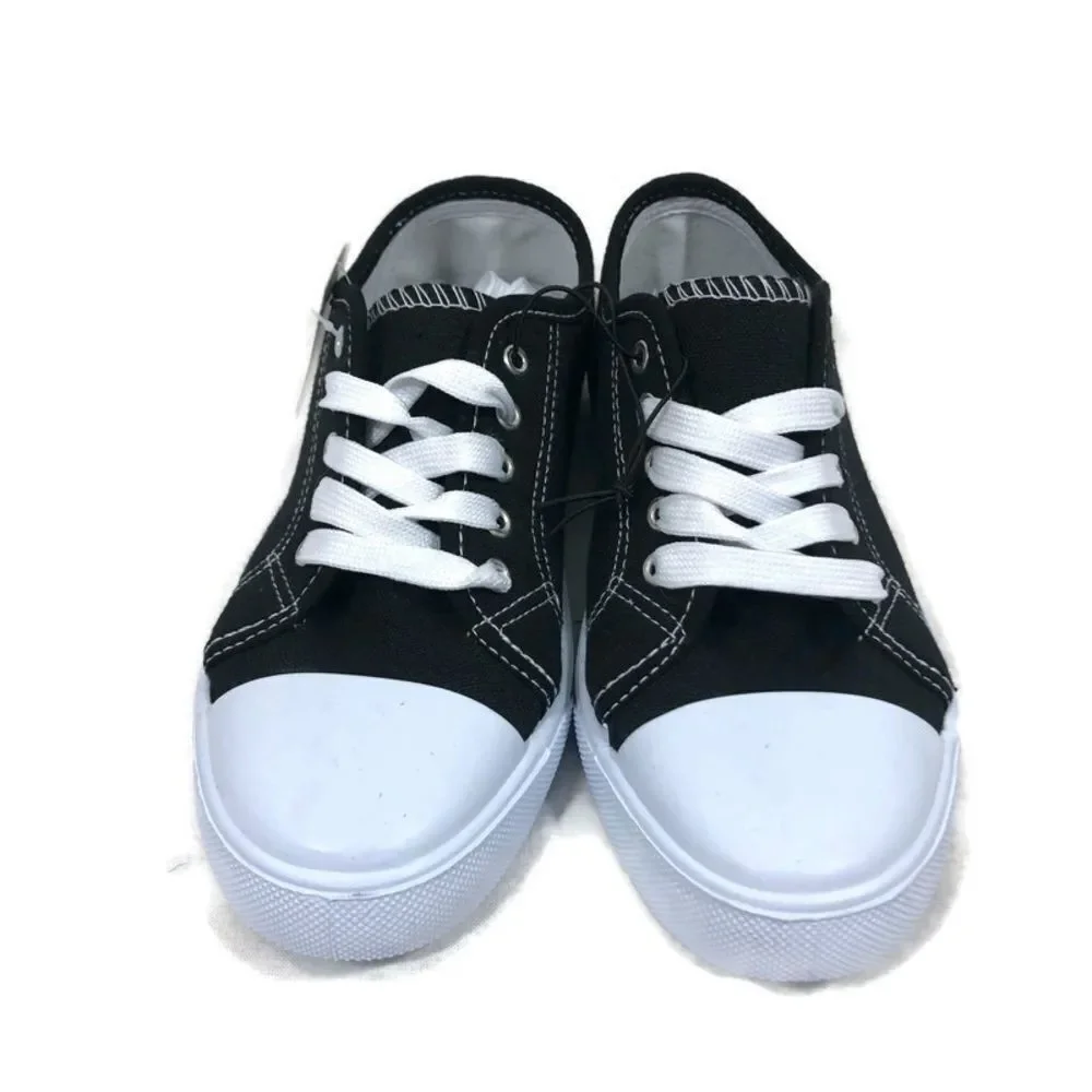 Brand New Boys Black and White Canvas Sneakers‎